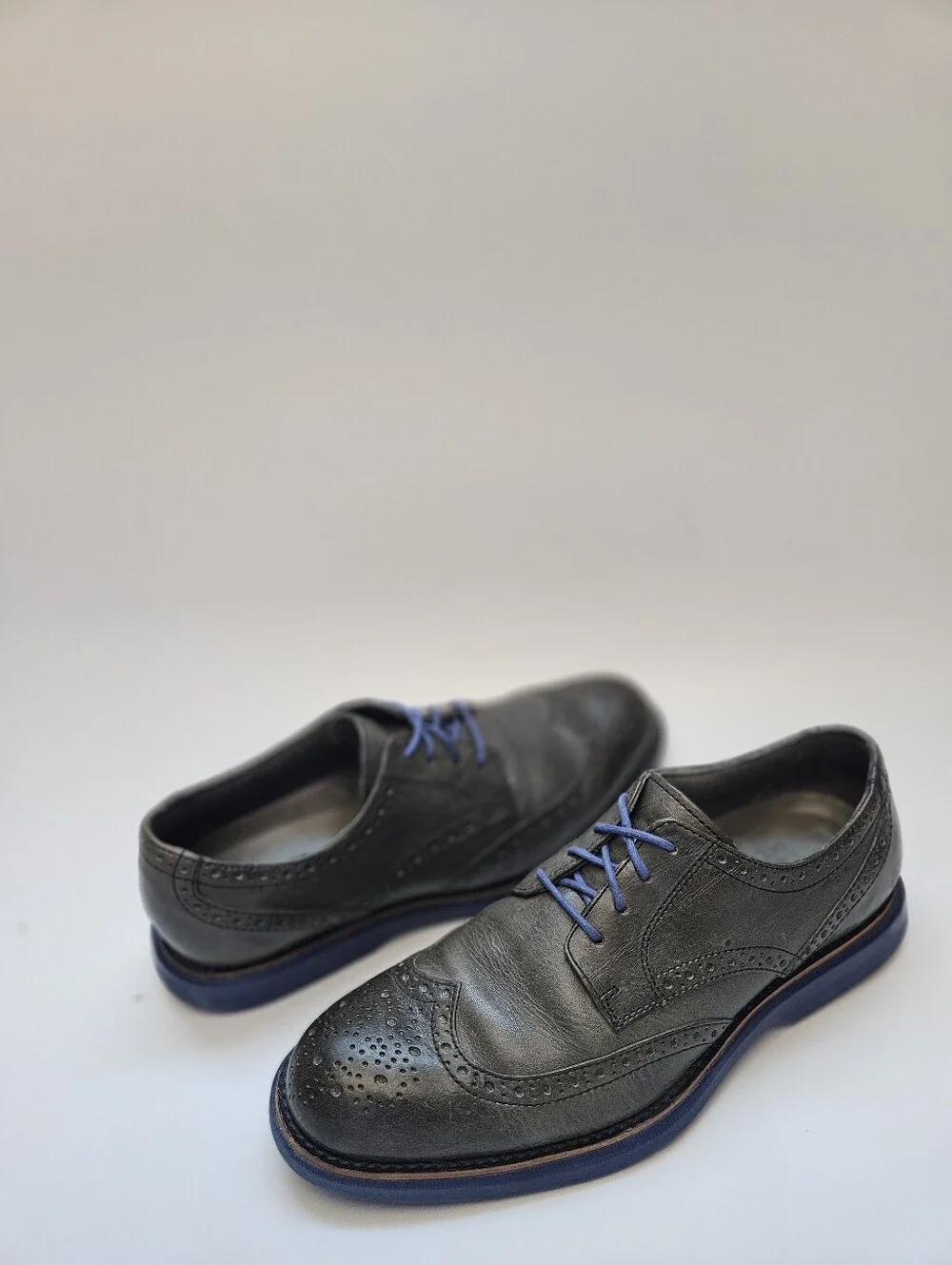 Sperry Top Sider Gold Cup Wingtip Oxfords Mens Sz 9.5M Gray Leather Dress Shoes